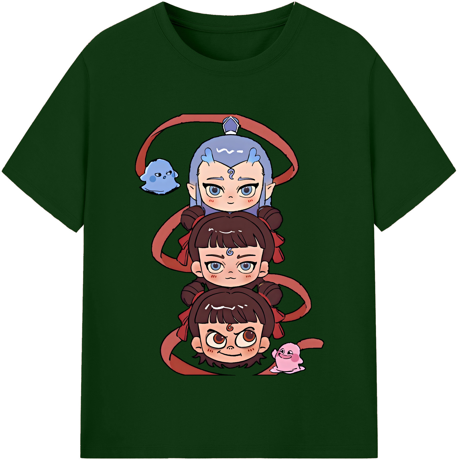 （画像用） Ne Zha 2 ナタ 魔童の大暴れ 綿100％半袖Tシャツ（フロントプリント）